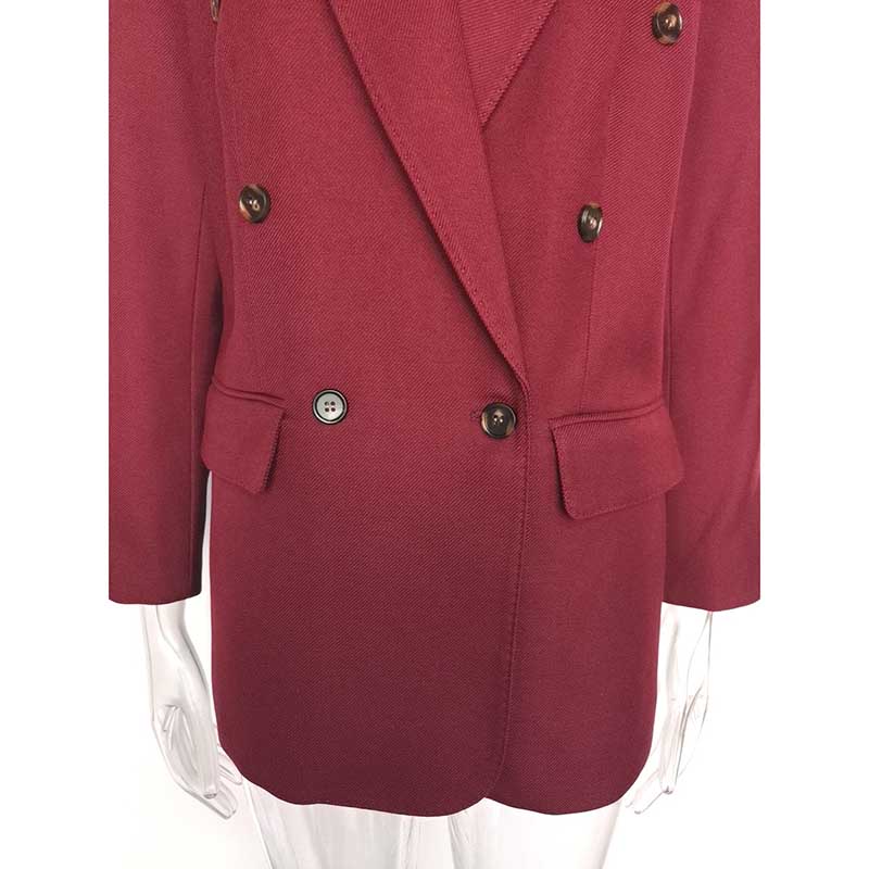 Spring/Autumn Wine Red Blazer Coat for Women | Mid-Length Style