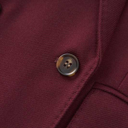 Spring/Autumn Wine Red Blazer Coat for Women | Mid-Length Style