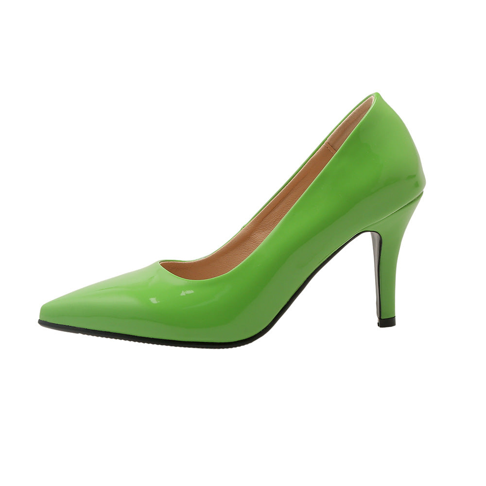 Women's Patent Leather Pointed Toe Stiletto Pumps – Classic High Heel Dress Shoes