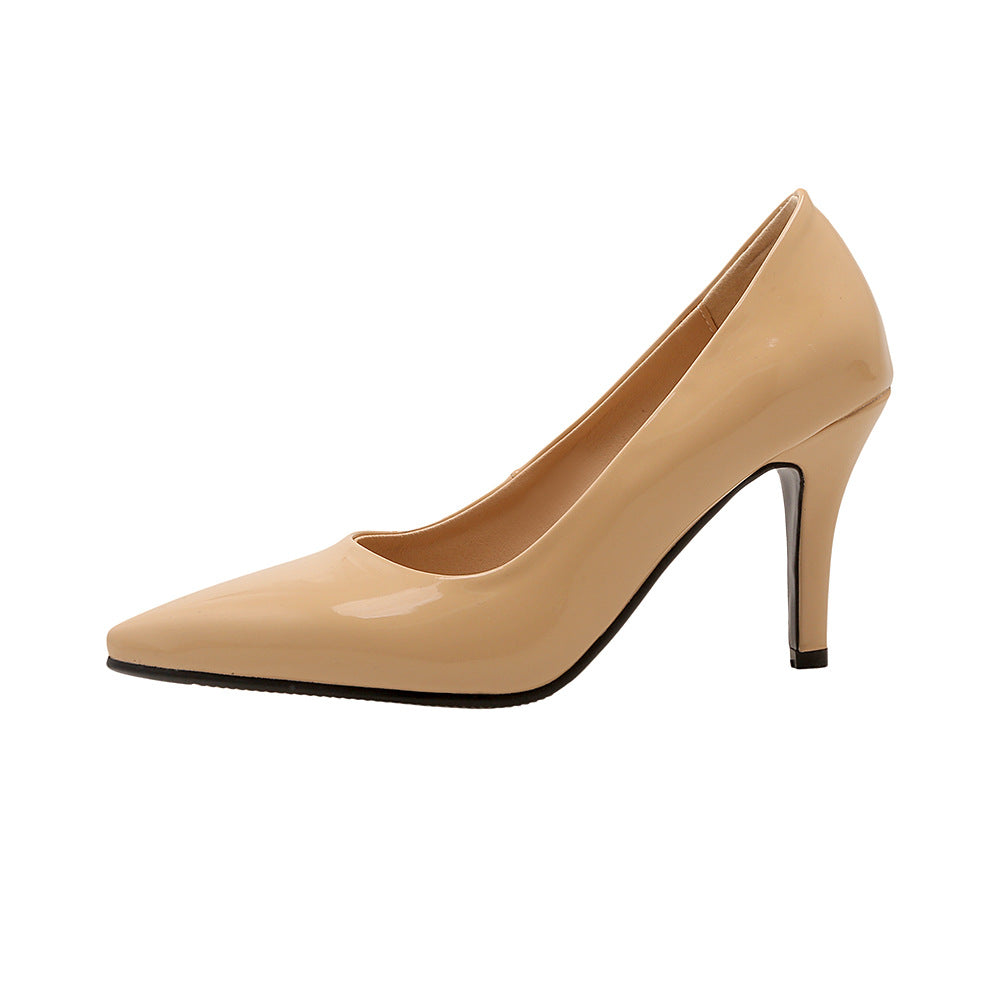 Women's Patent Leather Pointed Toe Stiletto Pumps – Classic High Heel Dress Shoes