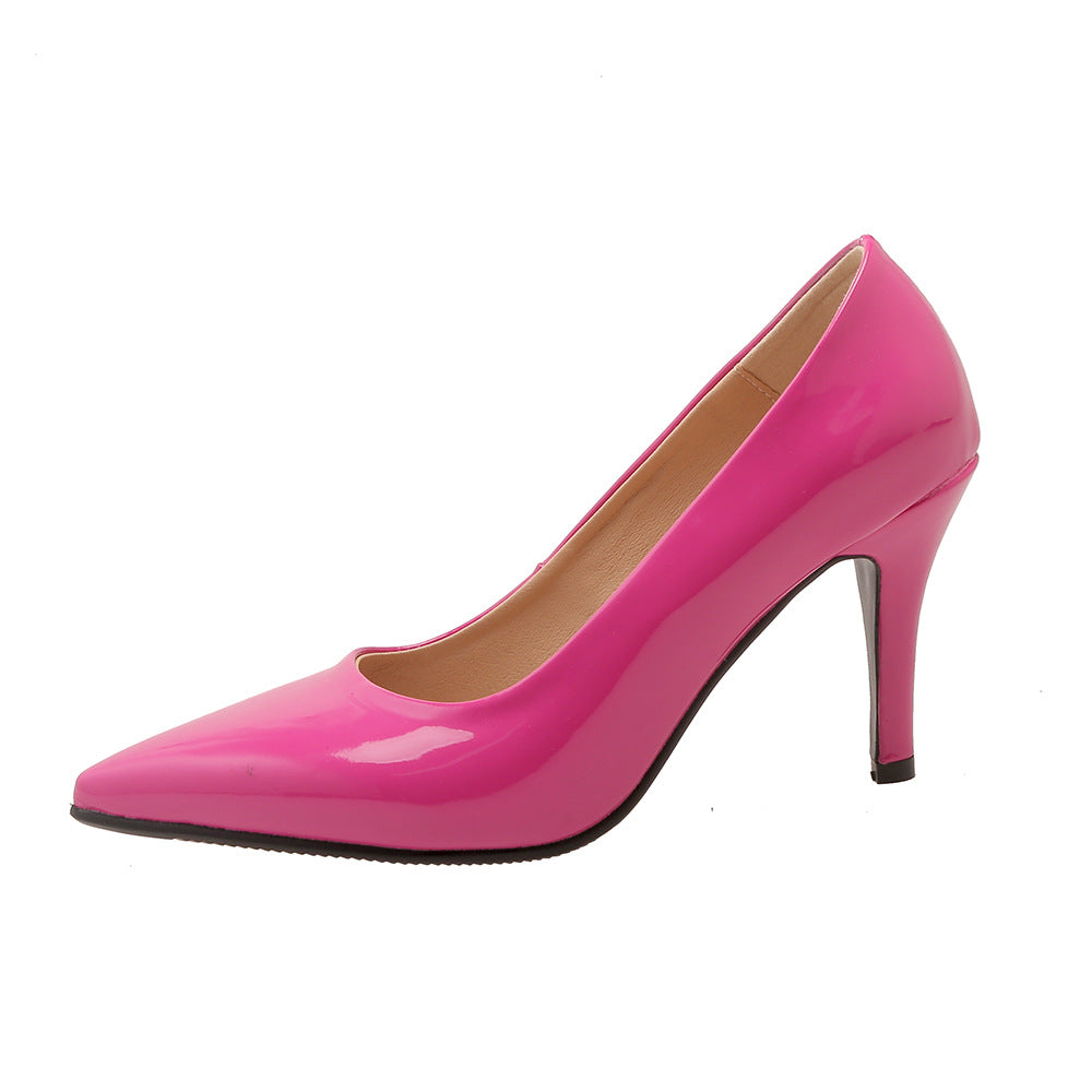 Women's Patent Leather Pointed Toe Stiletto Pumps – Classic High Heel Dress Shoes