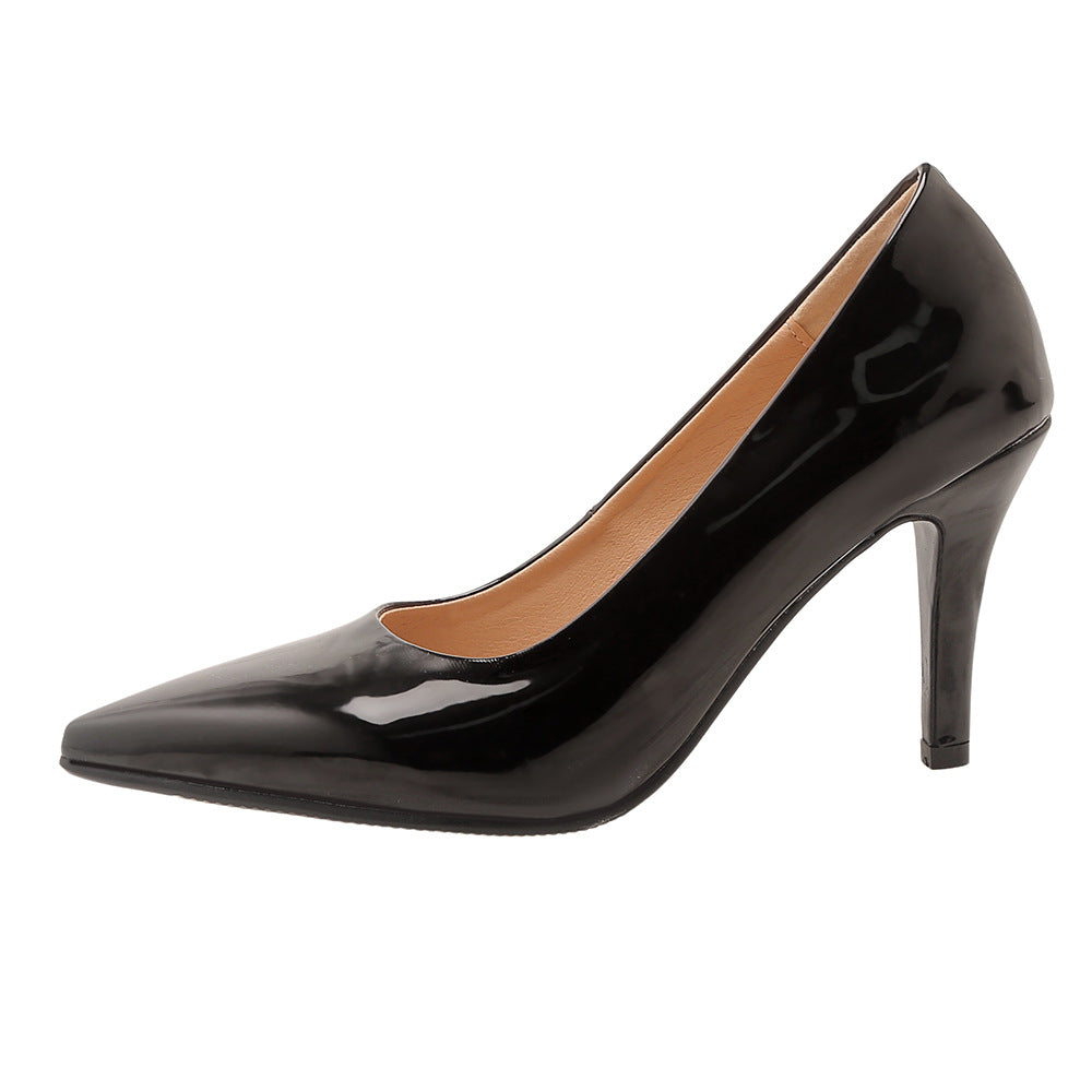 Women's Patent Leather Pointed Toe Stiletto Pumps – Classic High Heel Dress Shoes