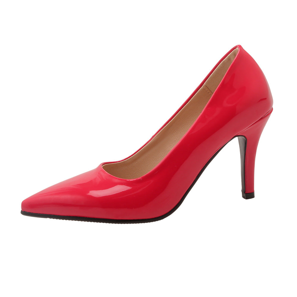 Women's Patent Leather Pointed Toe Stiletto Pumps – Classic High Heel Dress Shoes