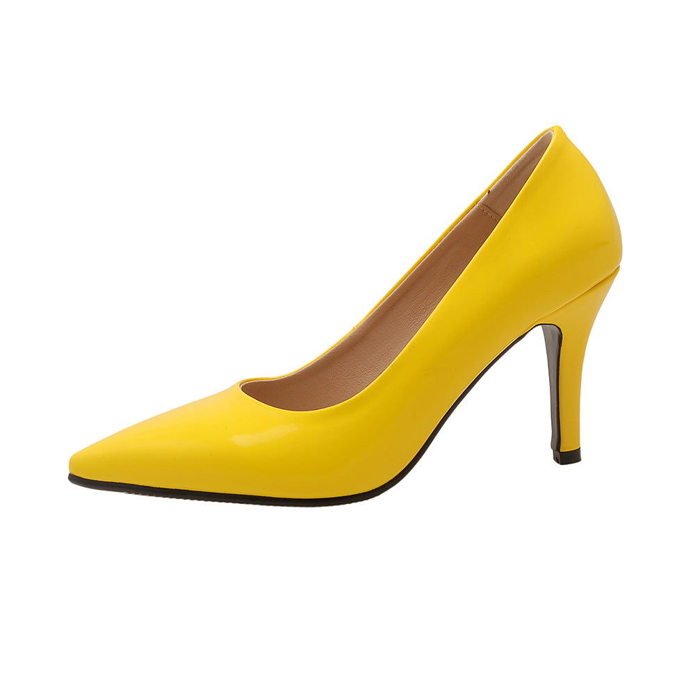Women's Patent Leather Pointed Toe Stiletto Pumps – Classic High Heel Dress Shoes
