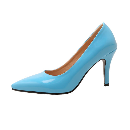 Women's Patent Leather Pointed Toe Stiletto Pumps – Classic High Heel Dress Shoes