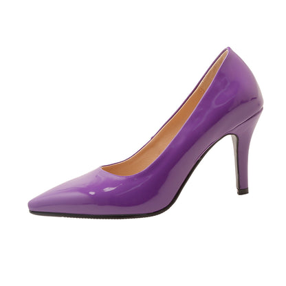 Women's Patent Leather Pointed Toe Stiletto Pumps – Classic High Heel Dress Shoes