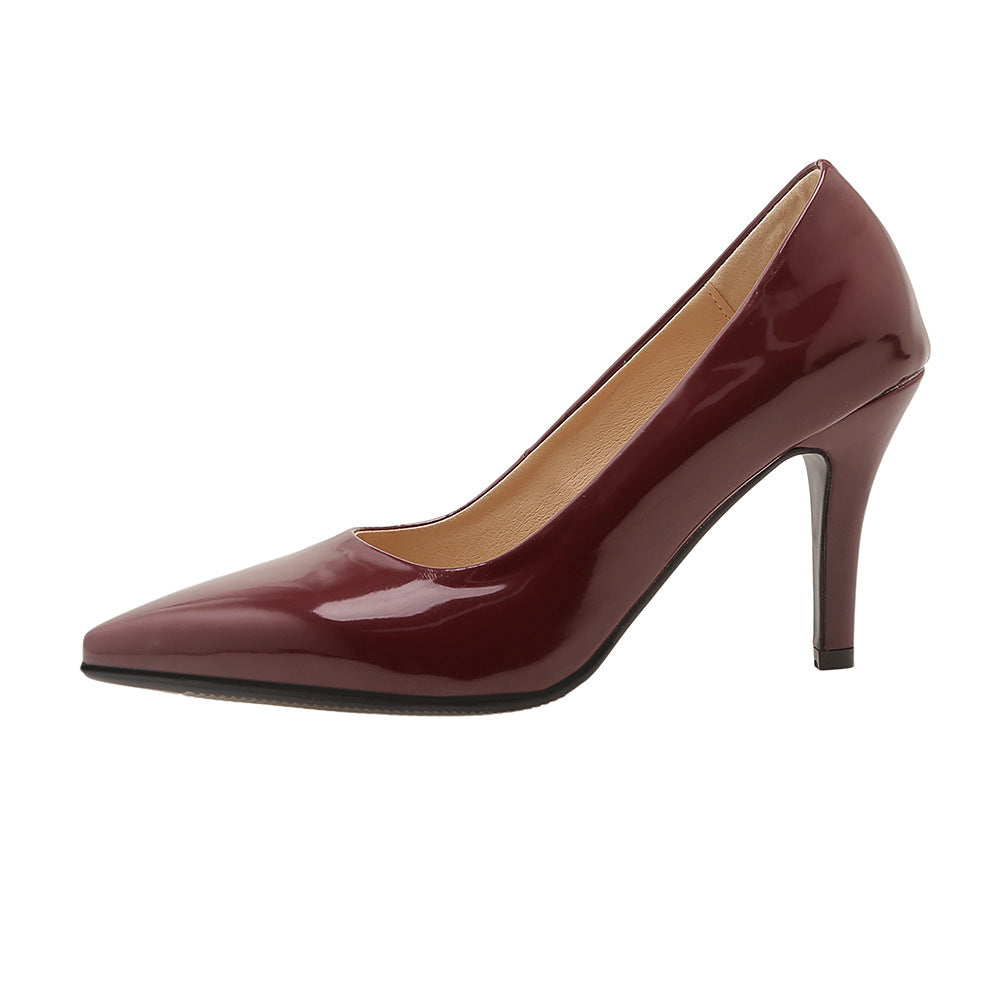 Women's Patent Leather Pointed Toe Stiletto Pumps – Classic High Heel Dress Shoes