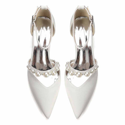 Women's Pearl Embellished Ankle Strap Block Heel Pumps Multiple Colors