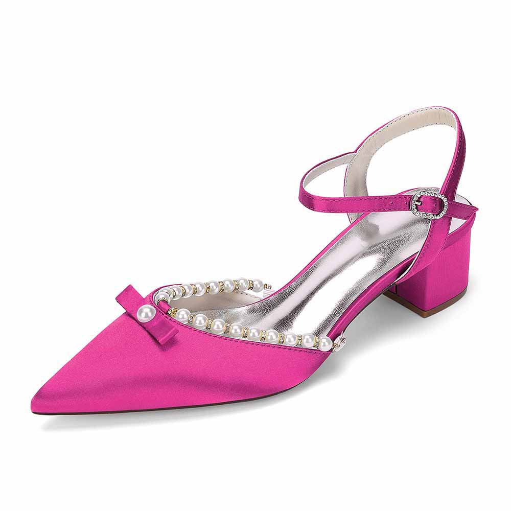 Women's Pearl Embellished Mid Heel Sandals Wedding Party Shoes