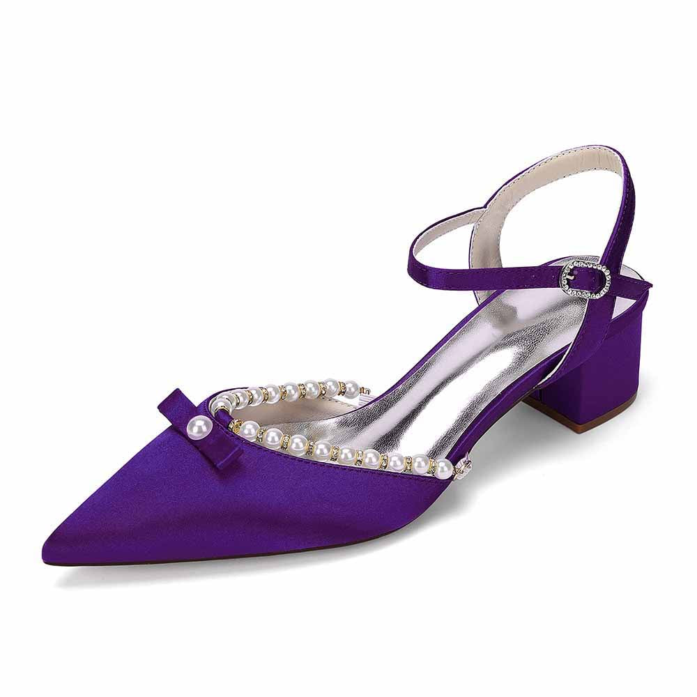 Women's Pearl Embellished Mid Heel Sandals Wedding Party Shoes