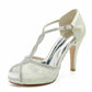 Women's Peep-Toe Lace Wedding Shoes Cross Strap Bridal Heels