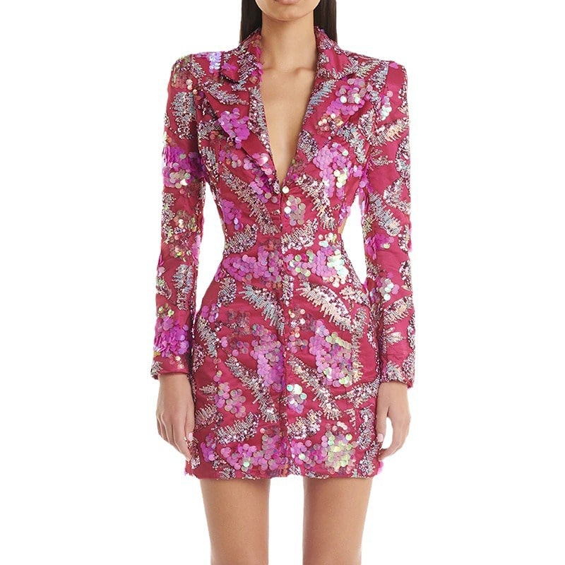 Women's Pink Sequin Blazer Dress Mini Dress Long Sleeve Short Party Dr SD Dresscode & Fashiontrends Women's Pink Sequin Blazer Dress Mini Dress Long Sleeve Short Party Dr SD Dresscode & Fashiontrends