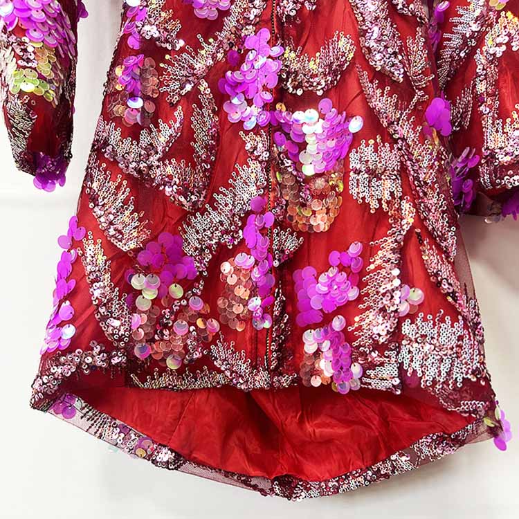 Women's Pink Sequin Blazer Dress Mini Dress Long Sleeve Short Party Dress