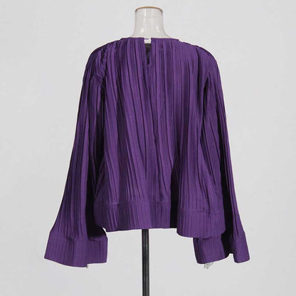 Women's Pleated Top and Skirt Set Maxi Skirt Suit With Belt