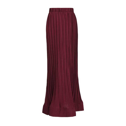 Women's Pleated Top and Skirt Set Maxi Skirt Suit With Belt