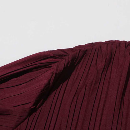 Women's Pleated Top and Skirt Set Maxi Skirt Suit With Belt