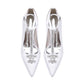 Women's Point Toe Heels Wedding Shoes Crystal Ankle Strap Dress Shoes