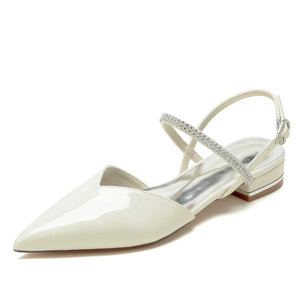 Women’s Pointed Toe Flats with Crystal Straps