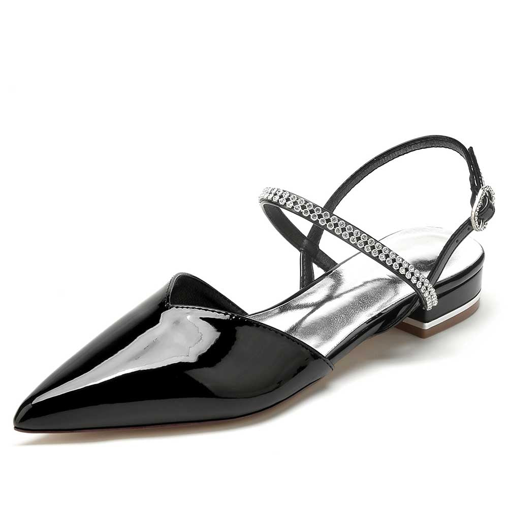 Women’s Pointed Toe Flats with Crystal Straps