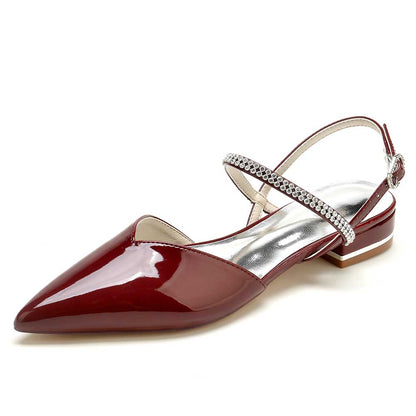 Women’s Pointed Toe Flats with Crystal Straps