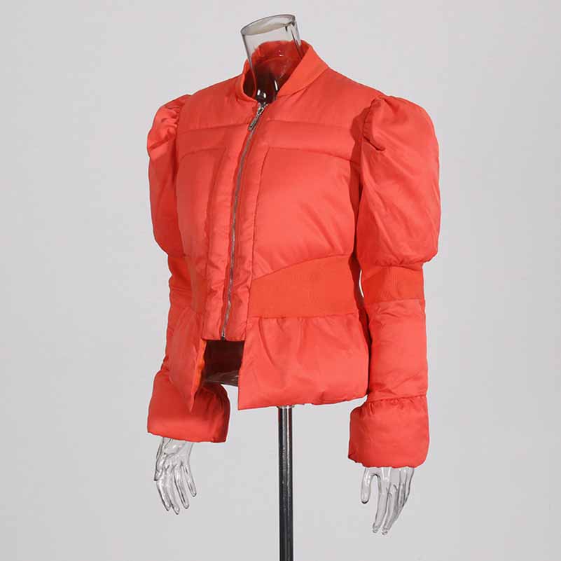 Women's Puff-Sleeve Cropped Padded Jacket Cotton Coat