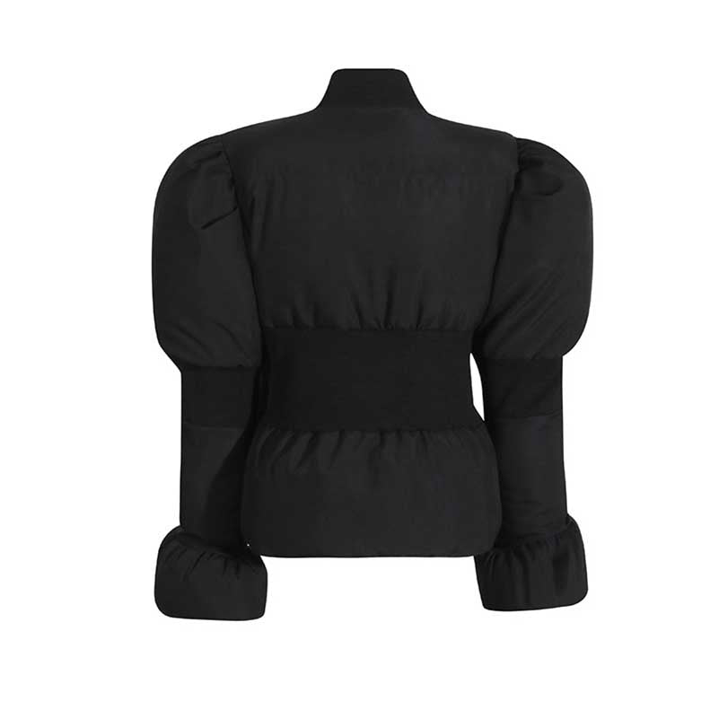 Women’s Puffy Winter Coat – Slim Fitted Cotton-Padded Jacket with Flared Sleeves