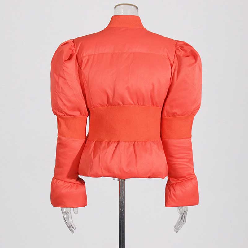Women’s Puffy Winter Coat – Slim Fitted Cotton-Padded Jacket with Flared Sleeves