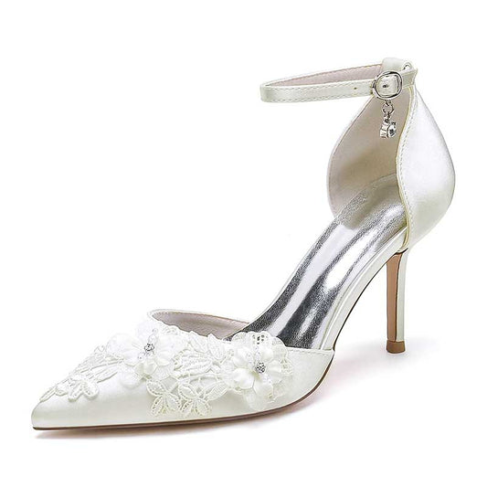 Women's Pumps High Heels Wedding Shoes Ankle Straps Bridal Shoes