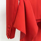 Women's Red Wedding Pantsuit V-Neck Top With Flared Bottoms Suit