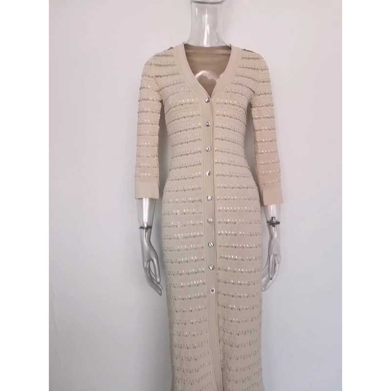 Rhinestone Knit Maxi Dress for Stunning Style
