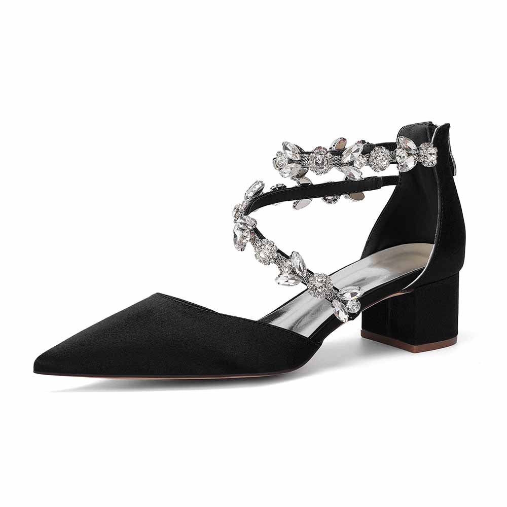 Women's Rhinestone Mid Heel Ankle Strap Shoes | Elegant Bridal Evening Formal Sandals