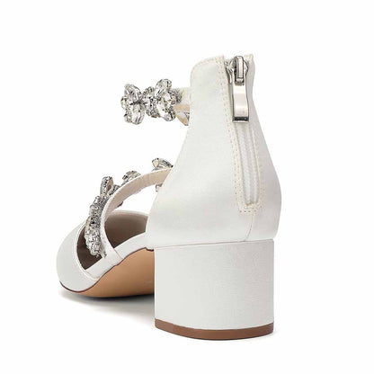 Women's Rhinestone Mid Heel Ankle Strap Shoes | Elegant Bridal Evening Formal Sandals