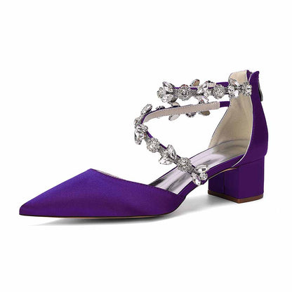 Women's Rhinestone Mid Heel Ankle Strap Shoes | Elegant Bridal Evening Formal Sandals