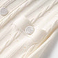 Women's Ribbed-knit Button-up Cream White Midi Dress