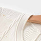 Women's Ribbed-knit Button-up Cream White Midi Dress