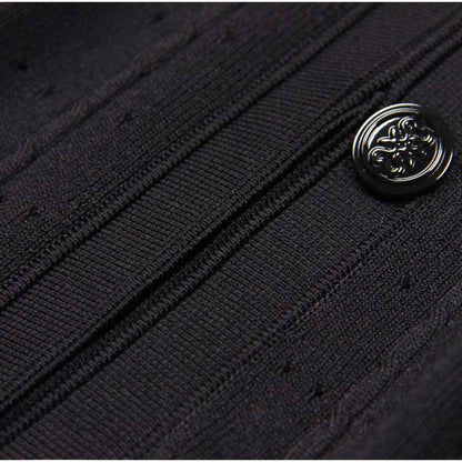 Women's Ribbed-knit Button-up Long Sleeved Midi Dress