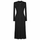 Women's Ribbed-knit Button-up Long Sleeved Midi Dress