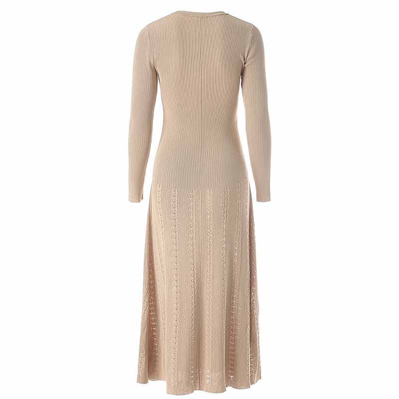 Women's Ribbed-knit Button Detail Midi Dress