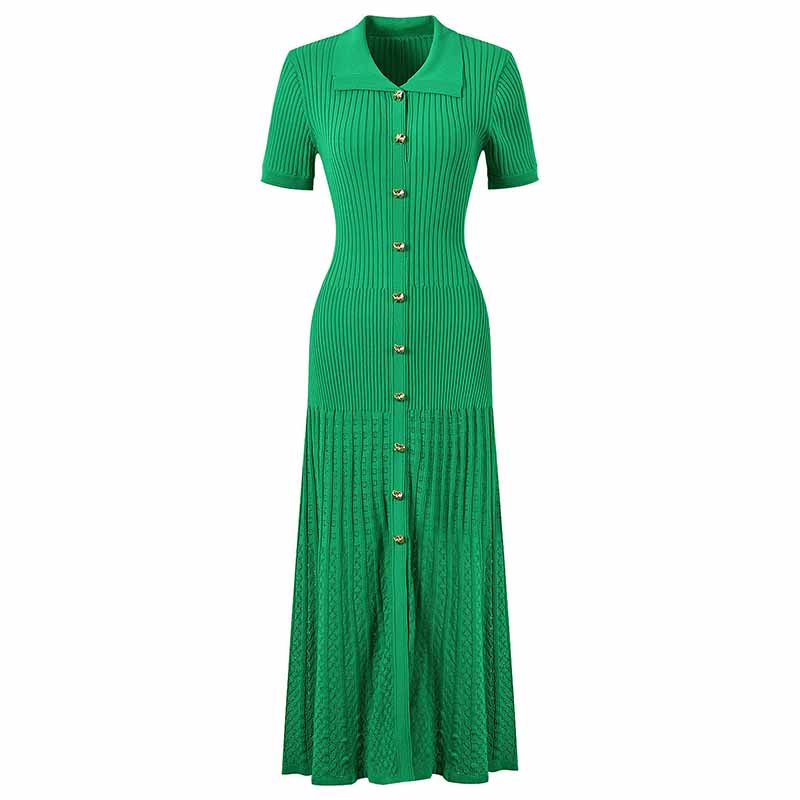 Women's Ribbed-knit Short Sleeved Midi Dress