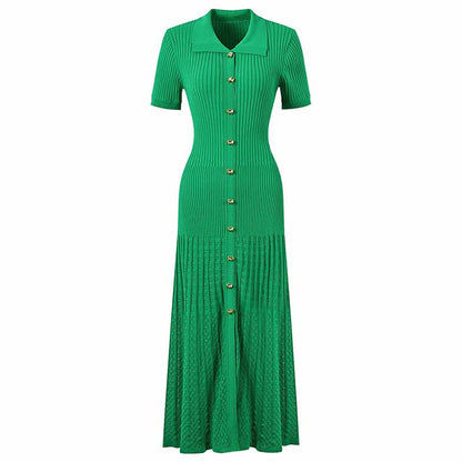 Women's Ribbed-knit Short Sleeved Midi Dress
