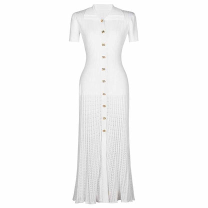 Women's Ribbed-knit Short Sleeved Midi Dress