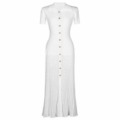 Women's Ribbed-knit Short Sleeved Midi Dress