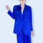 Women's Royal Blue Suit One Button Blazer Trousers Set Fashionable Pantsuit