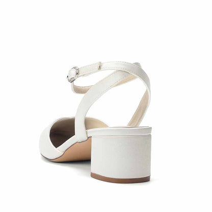 Women's Satin Ankle Strap Block Heel Pumps | Pointed Toe Elegant Shoes