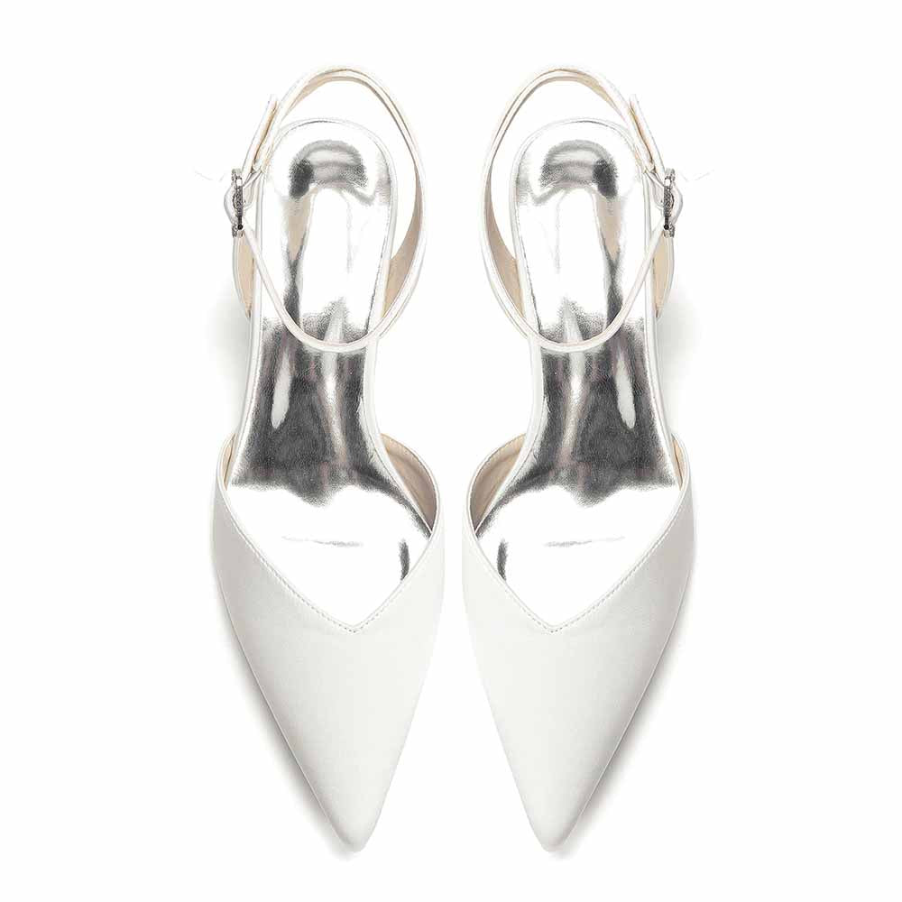 Women's Satin Ankle Strap Block Heel Pumps | Pointed Toe Elegant Shoes