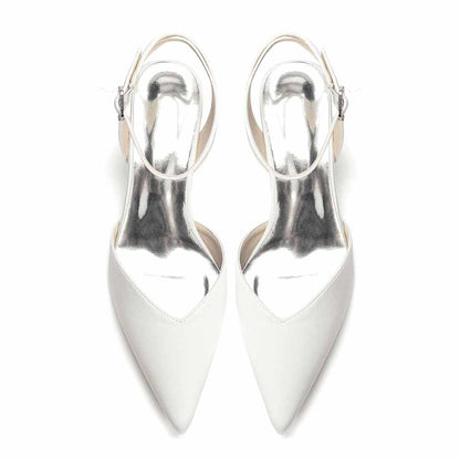 Women's Satin Ankle Strap Block Heel Pumps | Pointed Toe Elegant Shoes