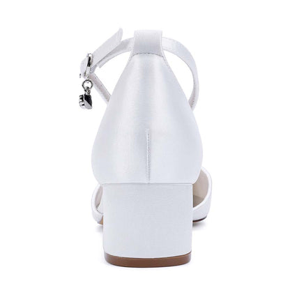 Women's Satin Ankle Strap Block Heel Shoes | Pointed Toe Dress Pumps for Wedding/Party/Formal Events