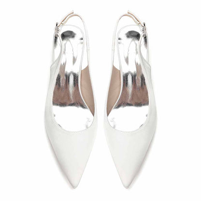 Women's Satin Point Toe Slingback Mid Heel Sandals | Wedding Party Shoes for Brides