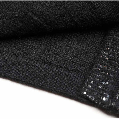 Women's Sequin Knited Top Coat with Lace-up Belted