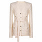 Women's Sequin Knited Top Coat with Lace-up Belted